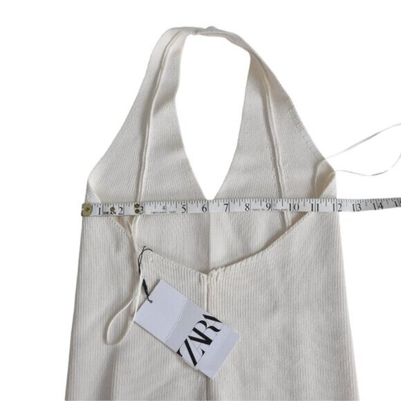 NWT Zara Textured Knit Halter Top Cream Sleeveless Size Small - Picture 10 of 13